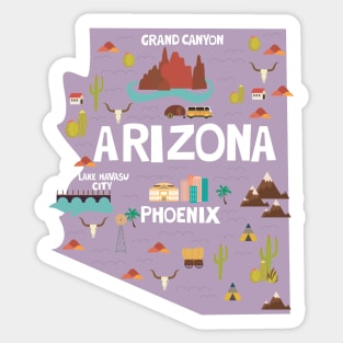 Arizona illustrated map Sticker